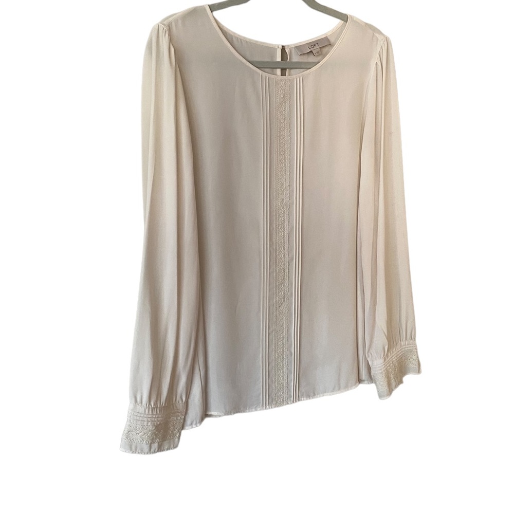 LOFT off white blouse with lace detail XL